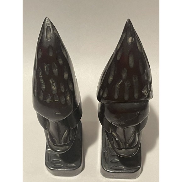 Set Of 2 Vintage Carved Wood Tribal Black Woman Head and Neck Bust Figurine 8”+ - Picture 9 of 11